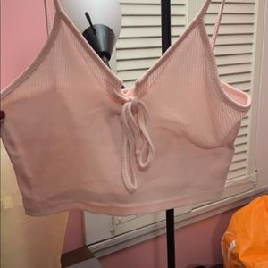 Pink Lace Up Crop Top